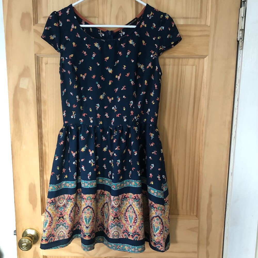 Paisy & Floral Print A-line Mini Dress - Women's Sz M